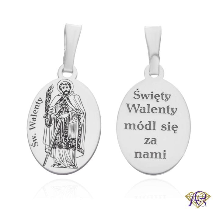 Srebrny medalik Ag 925 rodowany Św. Walenty MDC074R