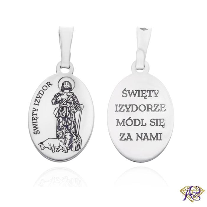 Srebrny medalik Ag 925 rodowany Św. Izydor MDC083R