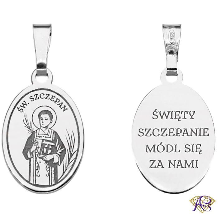 Srebrny medalik Ag 925 rodowany Św. Szczepan MDC111R