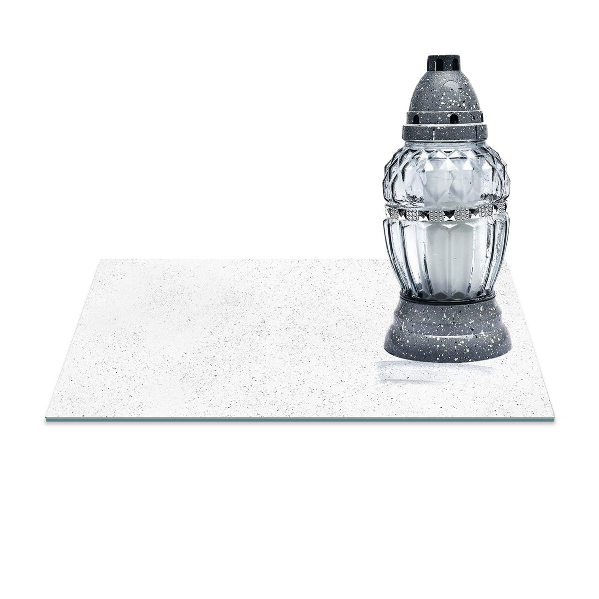 SZKLANA PODSTAWKA POD ZNICZE Z DEDYKACJĄ 30x20cm Granit 40a