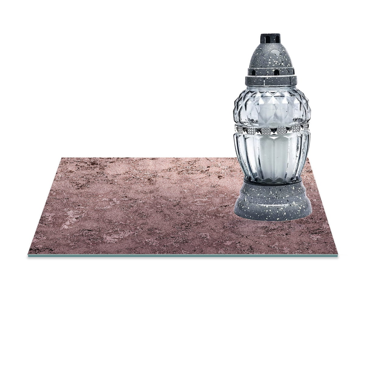 SZKLANA PODSTAWKA POD ZNICZE Z DEDYKACJĄ 30x20cm Złoto 39a