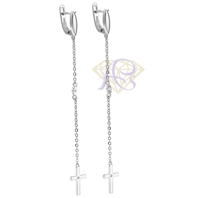 Srebrne kolczyki Ag925 wiszące z krzyżykami BS8125
