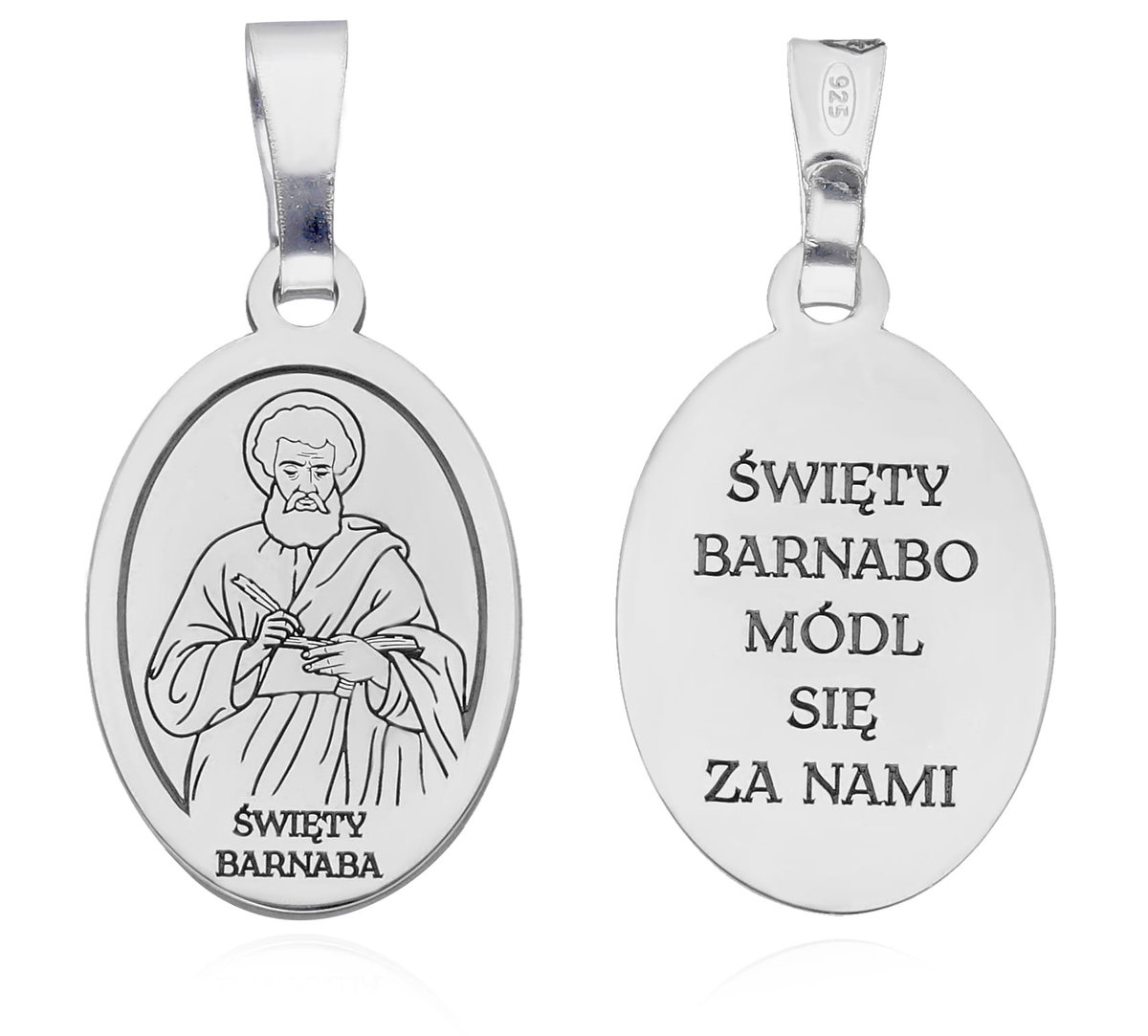 Srebrny medalik Ag925 rodowany Św. Barnaba MDC093R