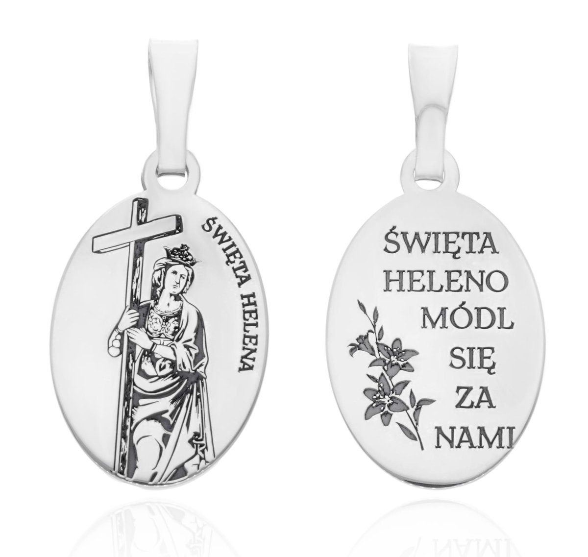 Srebrny medalik Ag 925 rodowany Św. Helena MDC080R