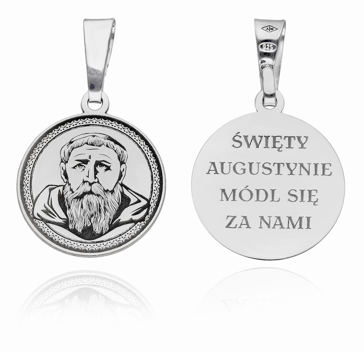 Srebrny medalik rodowany Św. Augustyn MDC108R