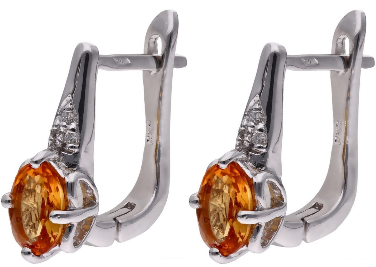 Kolczyki Ag 925 Cytryn z diamentem CVD-3365-E-CI