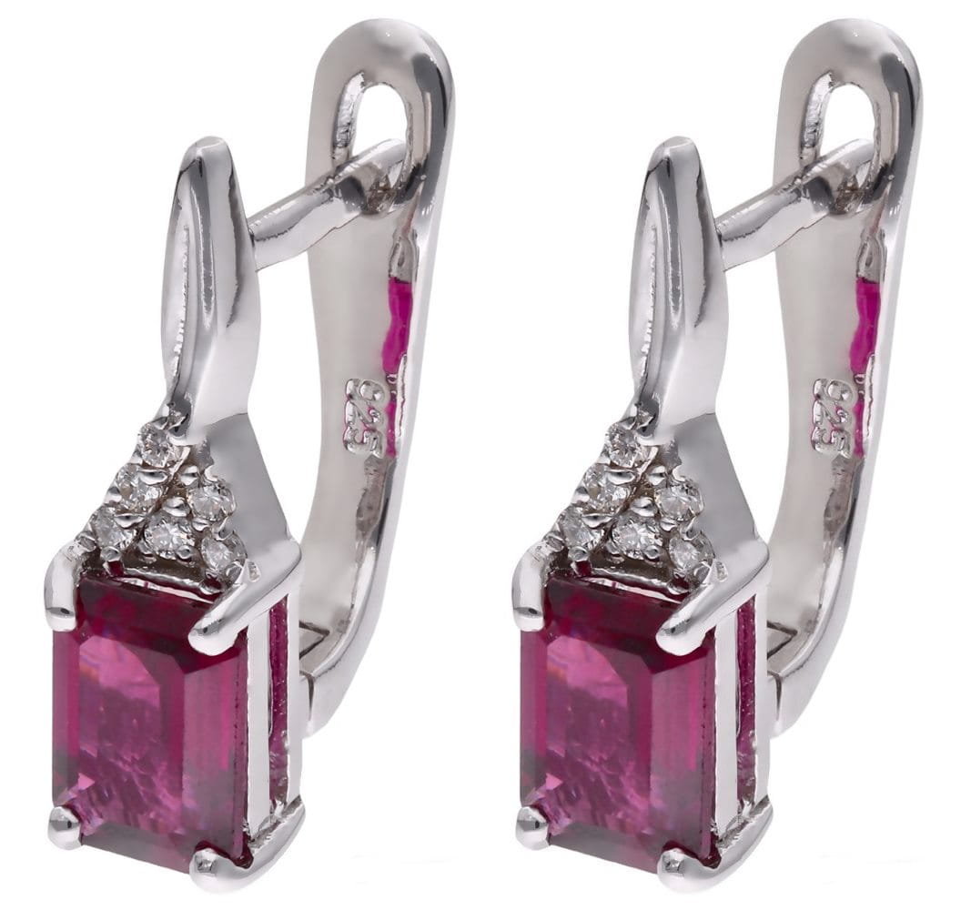 Kolczyki Ag 925 Rodolit z diamentem CVD-2061-E-ROD