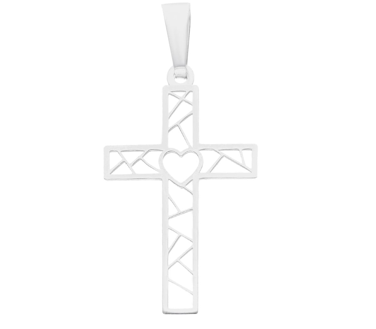 Srebrny krzyżyk ażurowy rodowany KC030R