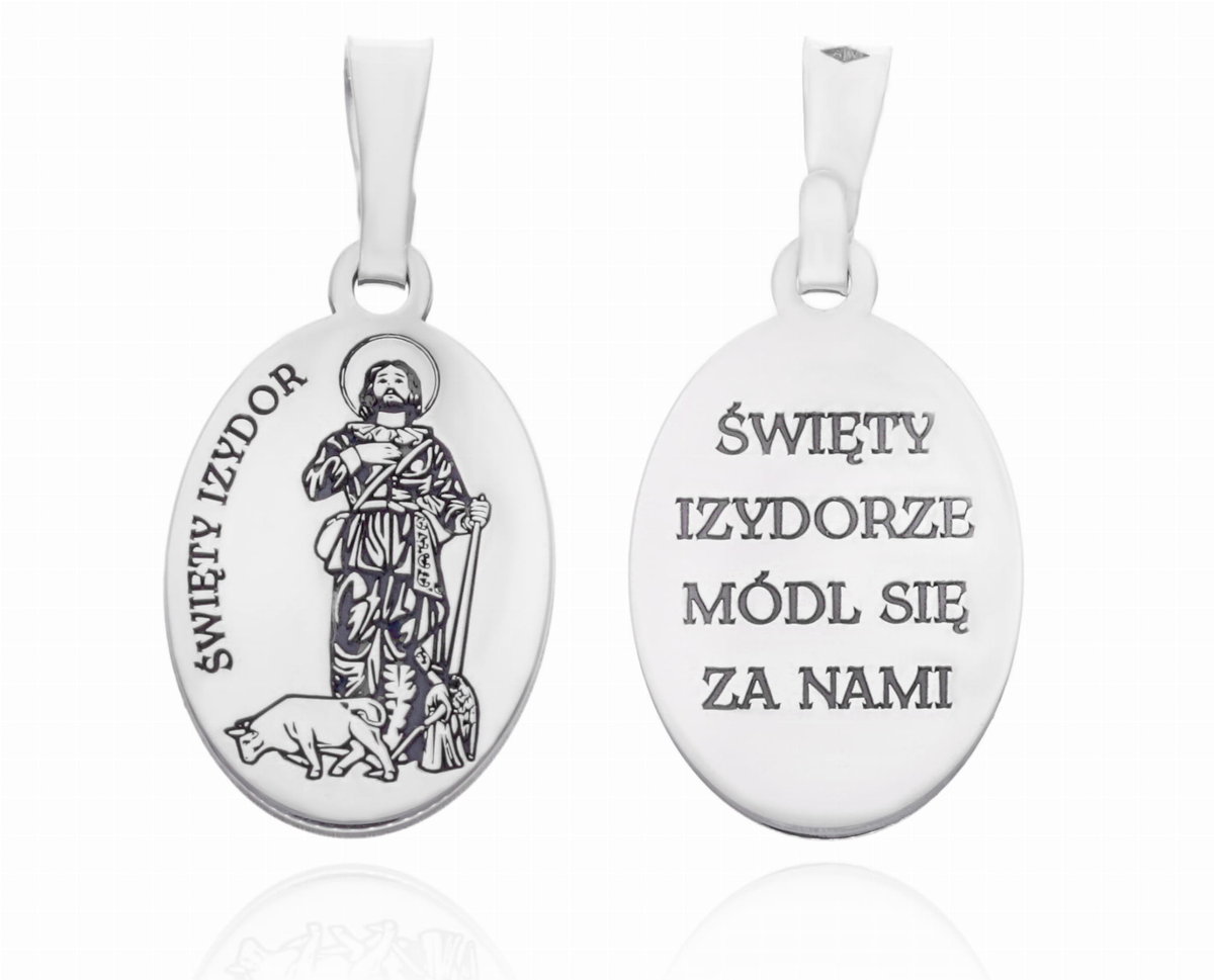 Srebrny medalik Ag 925 rodowany Św. Izydor MDC083R