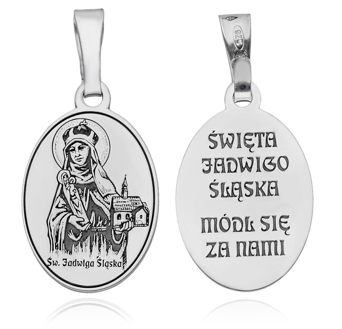 Srebrny medalik rodowany Św.Jadwiga Śląska MDC109R
