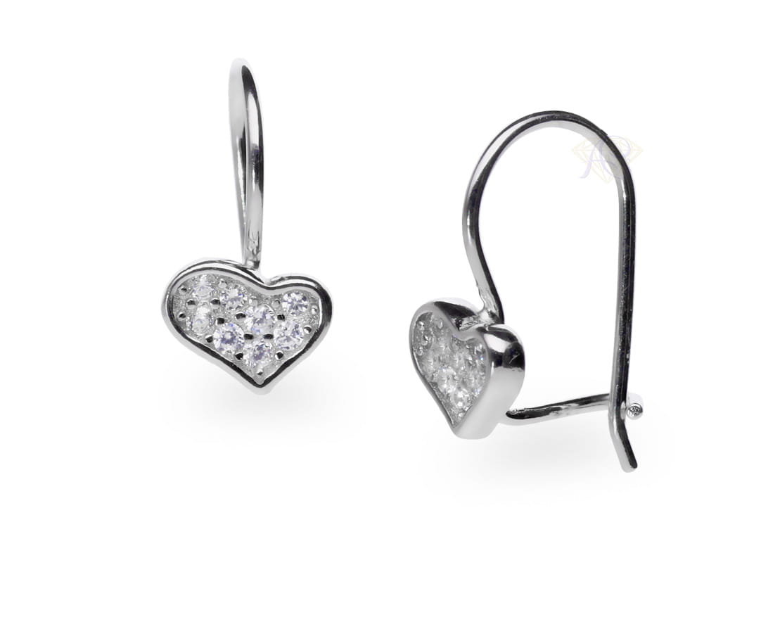 Srebrne kolczyki Ag 925 rodowane serce 1150322KSB
