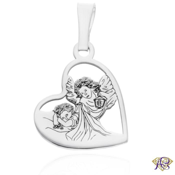 Srebrny medalik Ag 925 Aniołek w sercu MDC091R