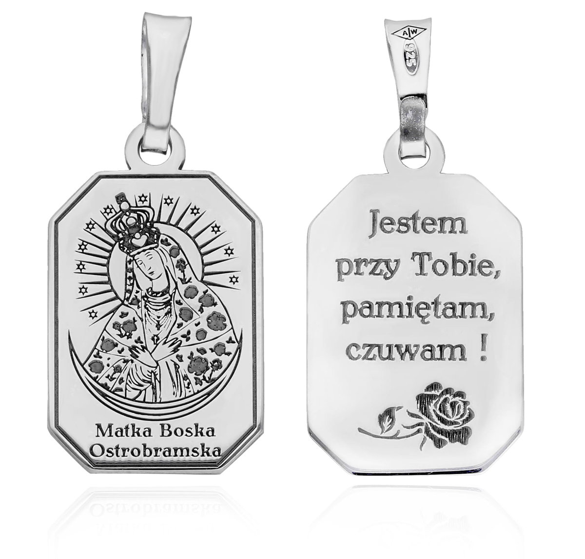 Srebrny medalik rodowany M.B. Ostrobramska MDC110R