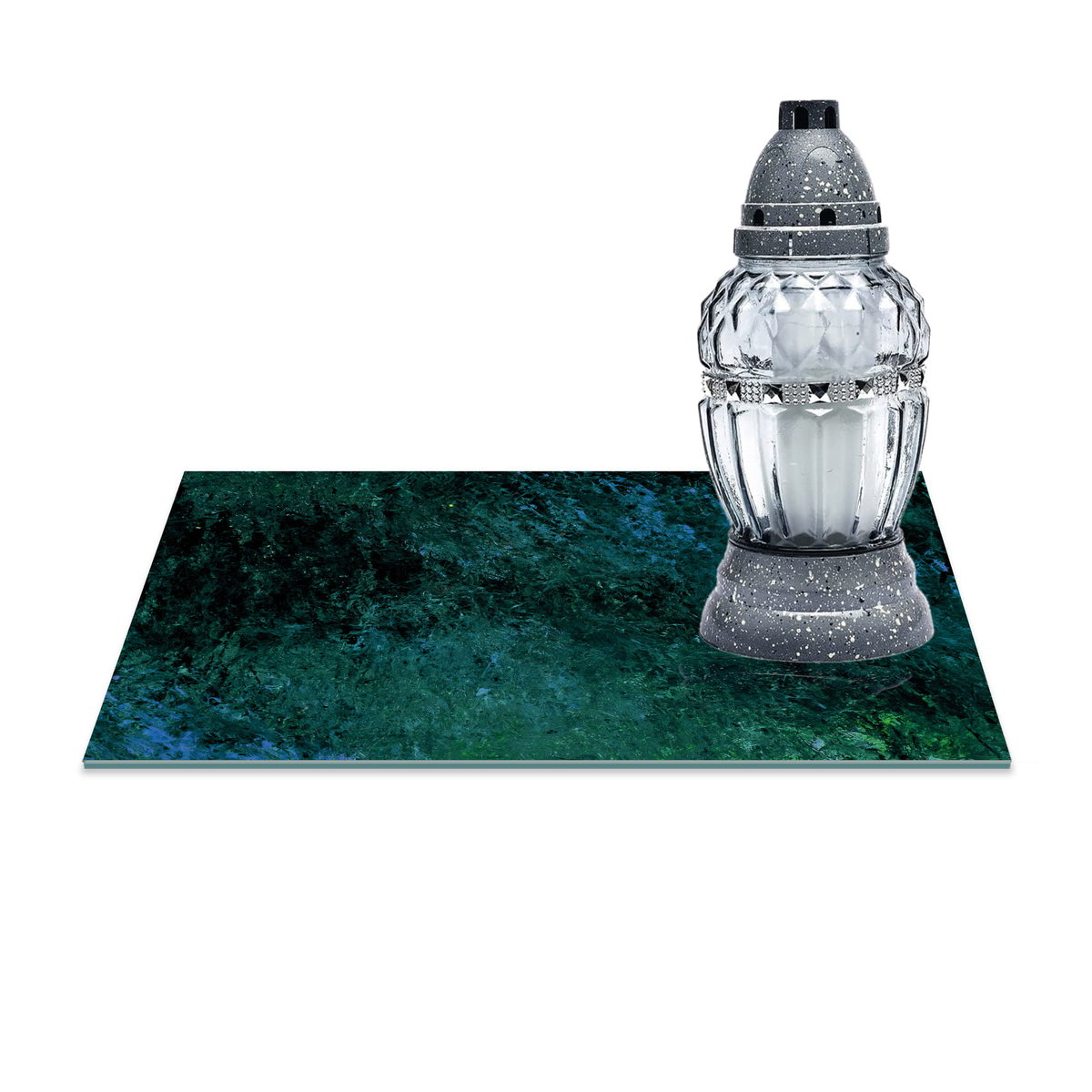 SZKLANA PODSTAWKA POD ZNICZE Z DEDYKACJĄ 30x20cm Farba 44a