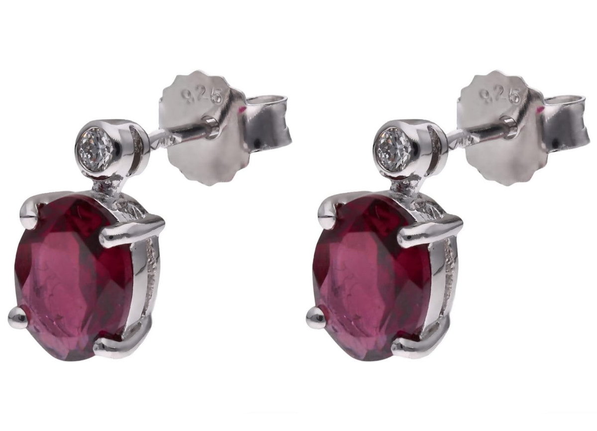 Kolczyki Ag 925 Rodolit i diament CVD-3338-E-ROD