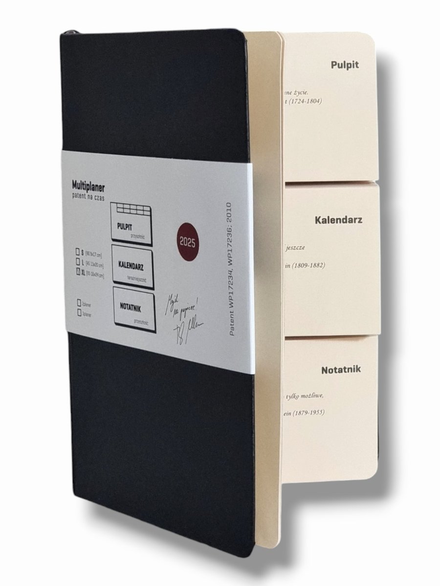 3planer 2025 B5 (XL 16x24cm) Organizer, Kalendarz, Notatnik; Czarny