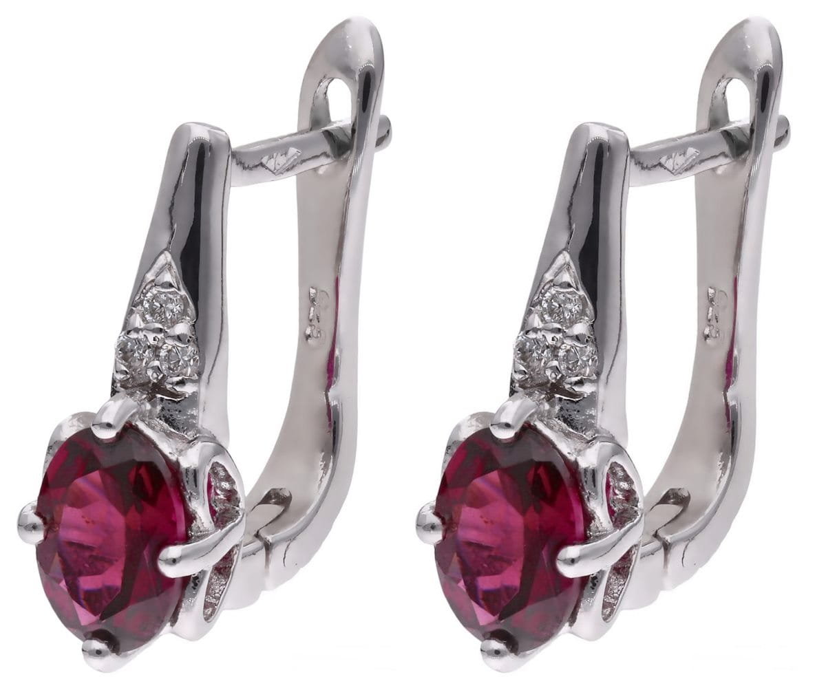 Kolczyki Ag 925 Rodolit z diamentem CVD-3365-E-ROD