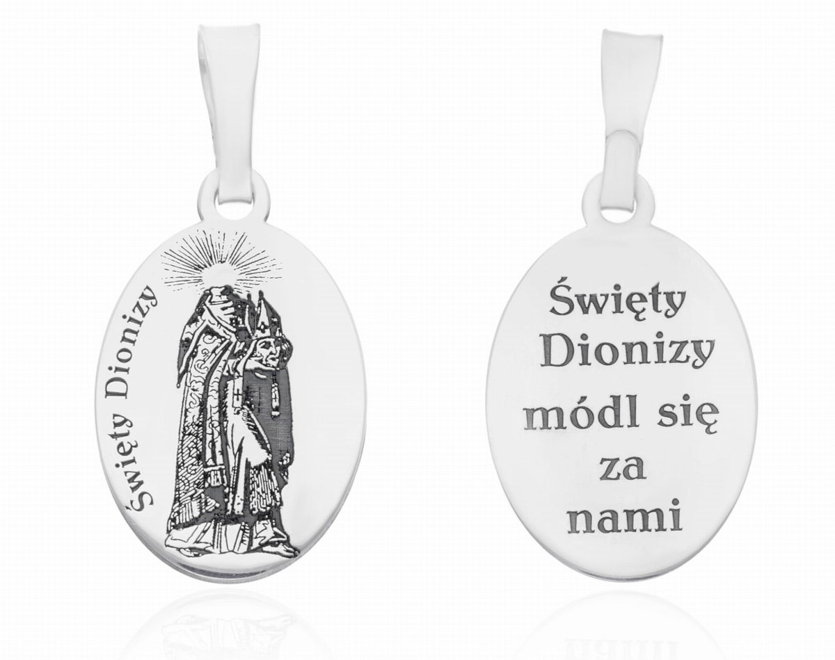 Srebrny medalik Ag 925 rodowany Św. Dionizy MDC076R