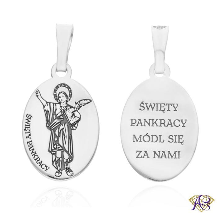 Srebrny medalik Ag 925 rodowany Św. Pankracy MDC084R