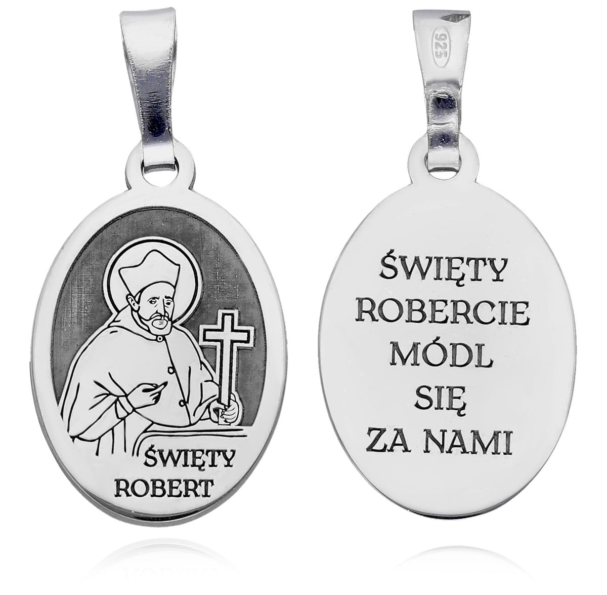 Srebrny medalik Ag 925 rodowany Św. Robert MDC097R
