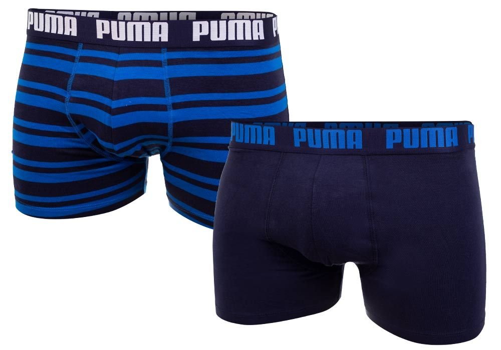 PUMA BOKSERKI MĘSKIE 2 PARY BOXERS BLUE/NAVY 907838 03 - Rozmiar: M