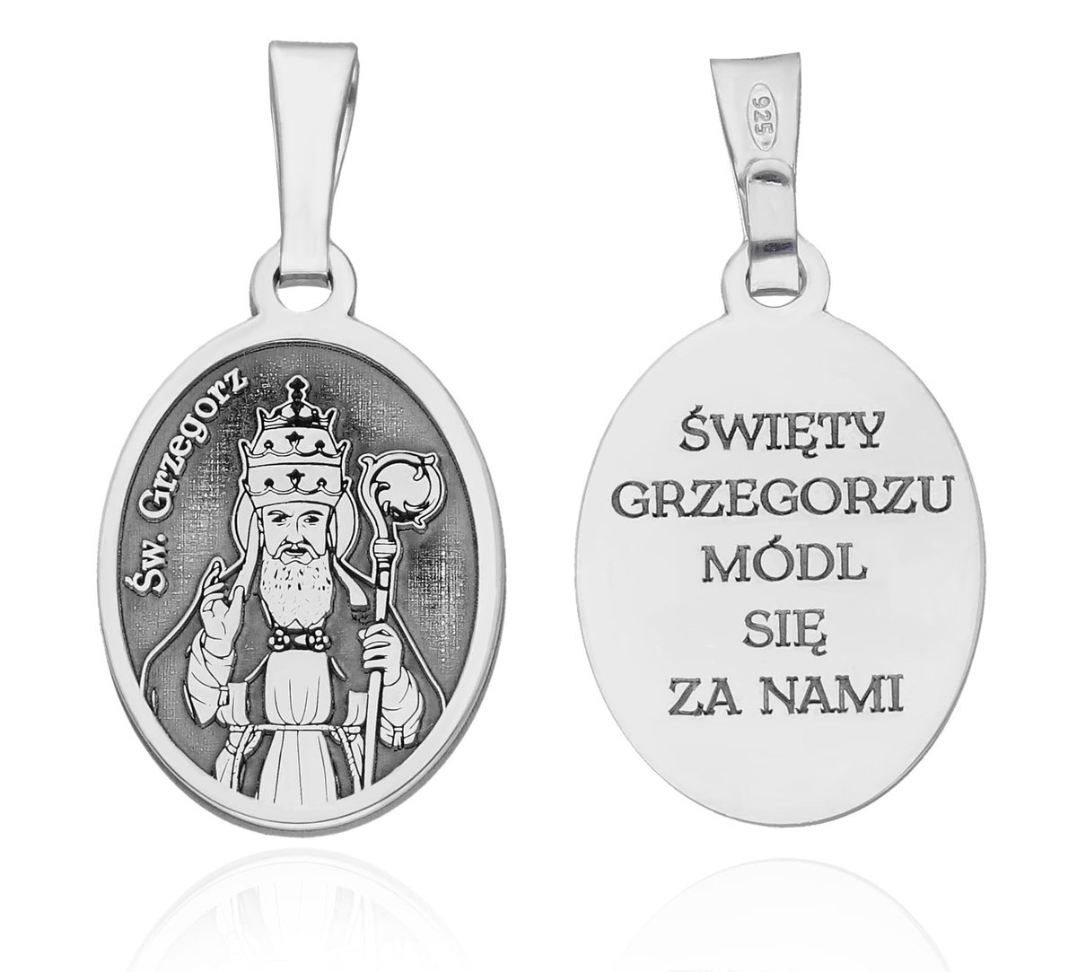 Srebrny medalik rodowany Św. Grzegorz MDC099R