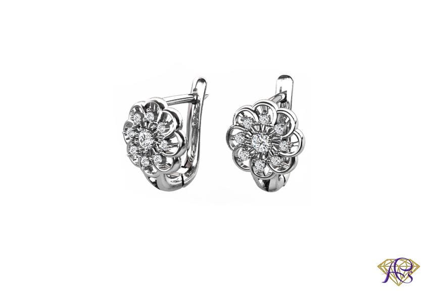 Srebrne kolczyki Ag925 rodowane kwiat KS5109
