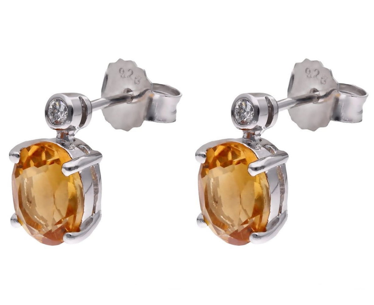 Kolczyki Ag 925 Cytryn i diament CVD-3338-E-CI