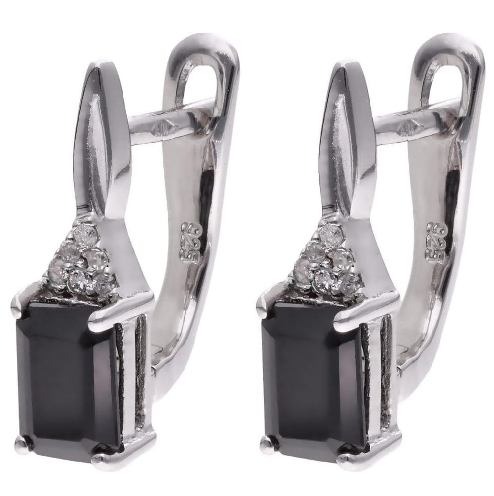 Kolczyki Ag 925 Onyks z diamentem CVD-2061-E-OX