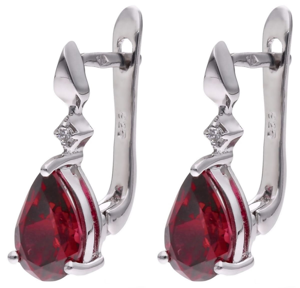 Kolczyki Ag 925 Rodolit i diament CVD-3394-E-RD