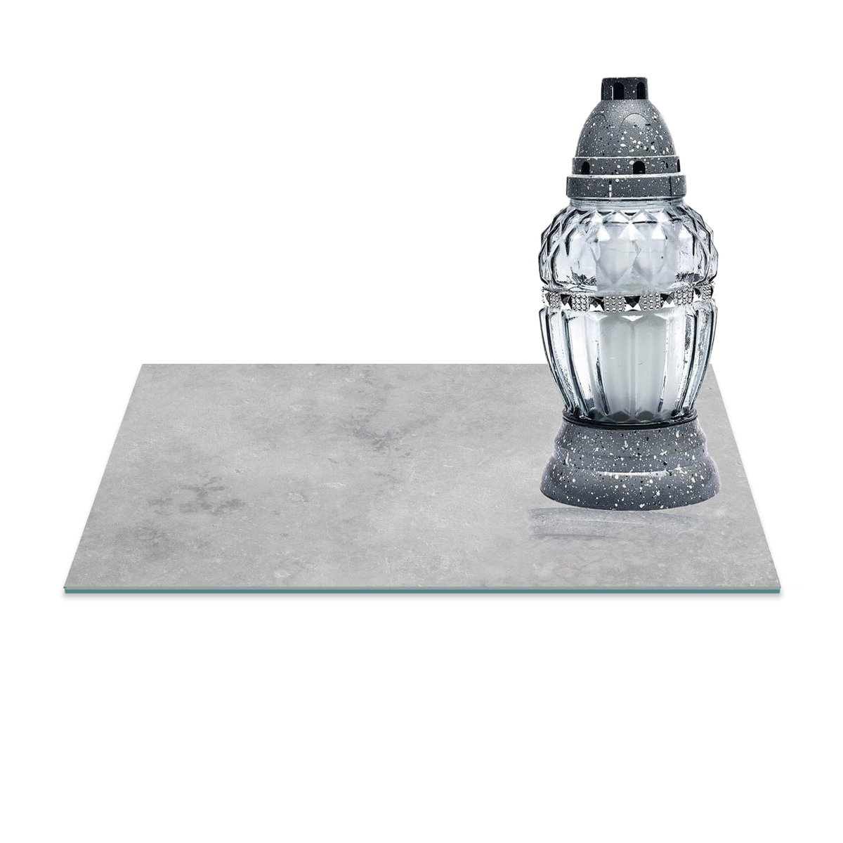 SZKLANA PODSTAWKA POD ZNICZE Z DEDYKACJĄ 30x20 Beton 275a