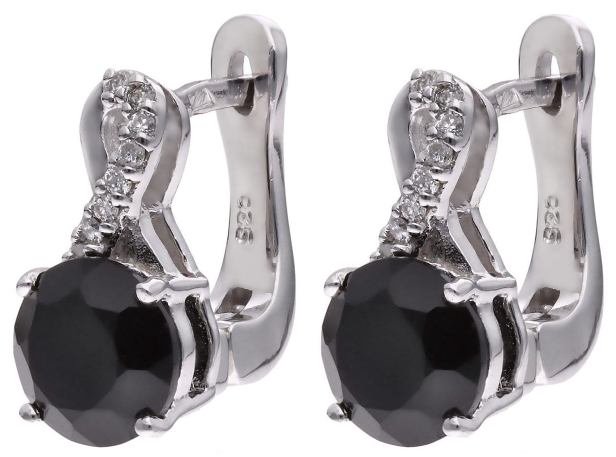 Kolczyki Ag 925 Onyks z diamentem CVD-3441-E-OX