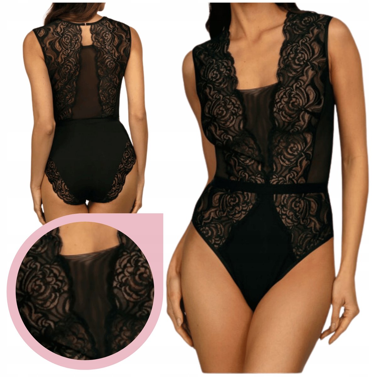 Body Ewa Bień Marisa D923 czarne koronkowe tiul zmysłowe - Roz.M