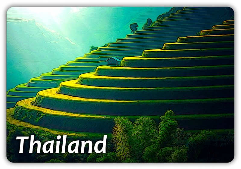 TAJLANDIA - Pole ryżowe - Krajobraz - Magnes na lodówkę