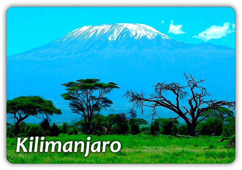 AFRYKA - Kilimandżaro - Masyw - Góra - Kibo - Wulkan - Magnes na lodówkę