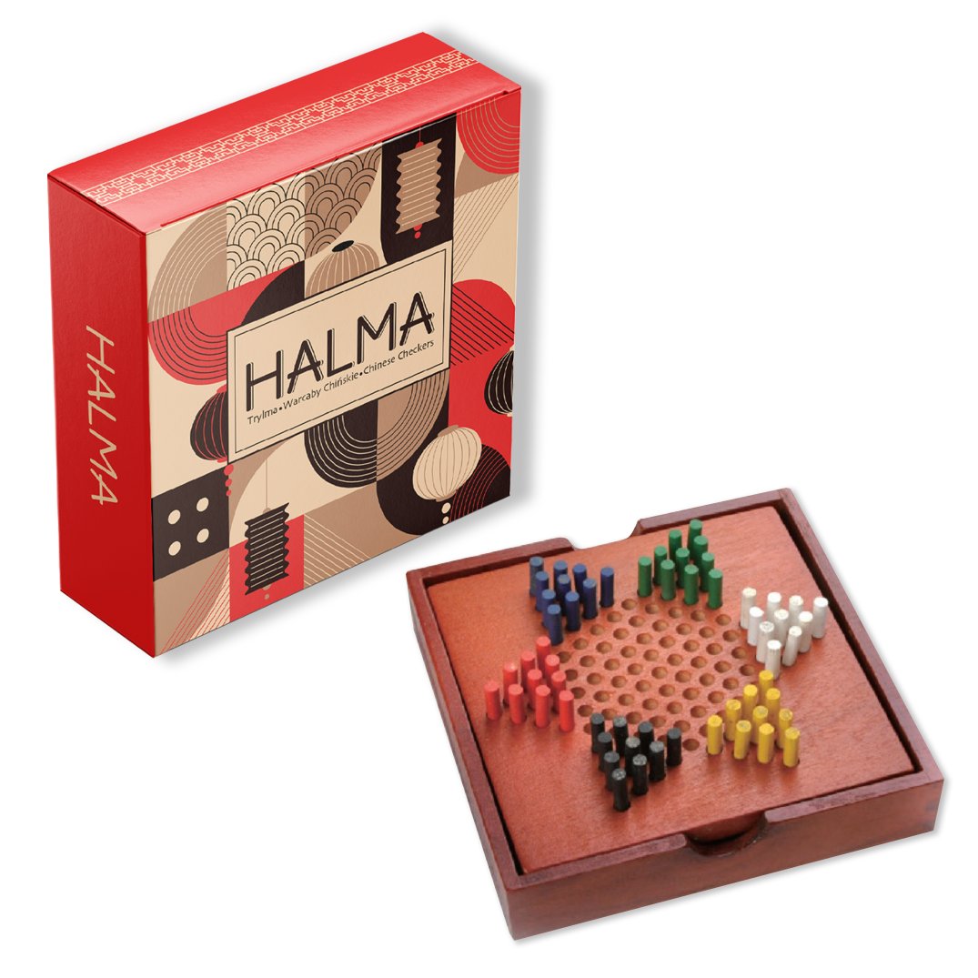 HALMA, TRYLMA - DREWNIANA GRA PLANSZOWA, LOGICZNA