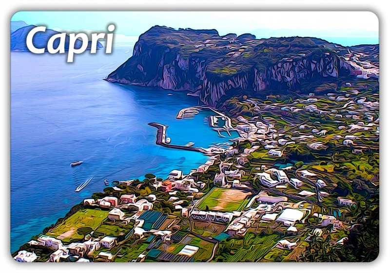 CAPRI - Wyspa - Morze - Panorama - Włochy - Magnes na lodówkę
