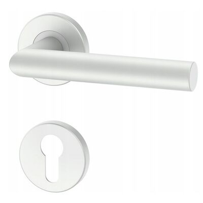 Klamka UNO srebrna na okrągłym szyldzie na wkład Italian Line