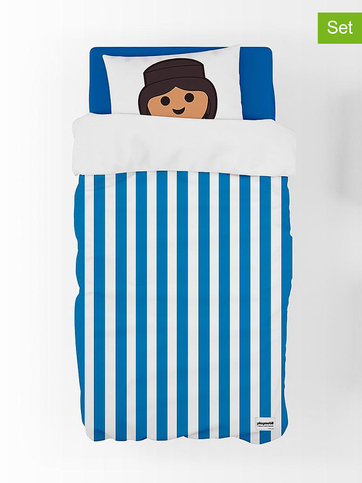 Playmobil 2-częściowy komplet pościeli w kolorze biało-niebieskim