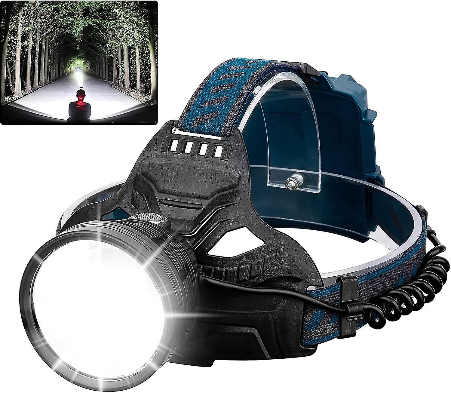 Led Akumulatorowe reflektory, 90000 lumenów Super bright latarka czołowa 90adystable 4 tryby Ipx5 Wodoodporna ładowalna lampa głowy USB