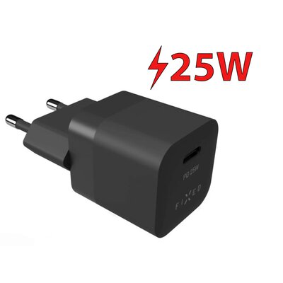 Fixed Mini USB-C Travel Charger 25W, czarny