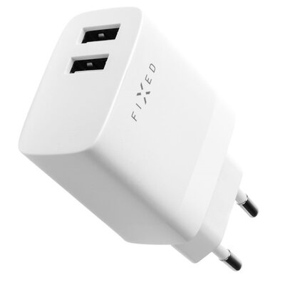 Fixed USB 17W + Kabel USB/USB-C, biały