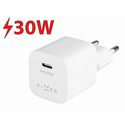 Fixed Ładowarka sieciowa Mini USB-C PD, 30W FIXC30M-C-WH Biała