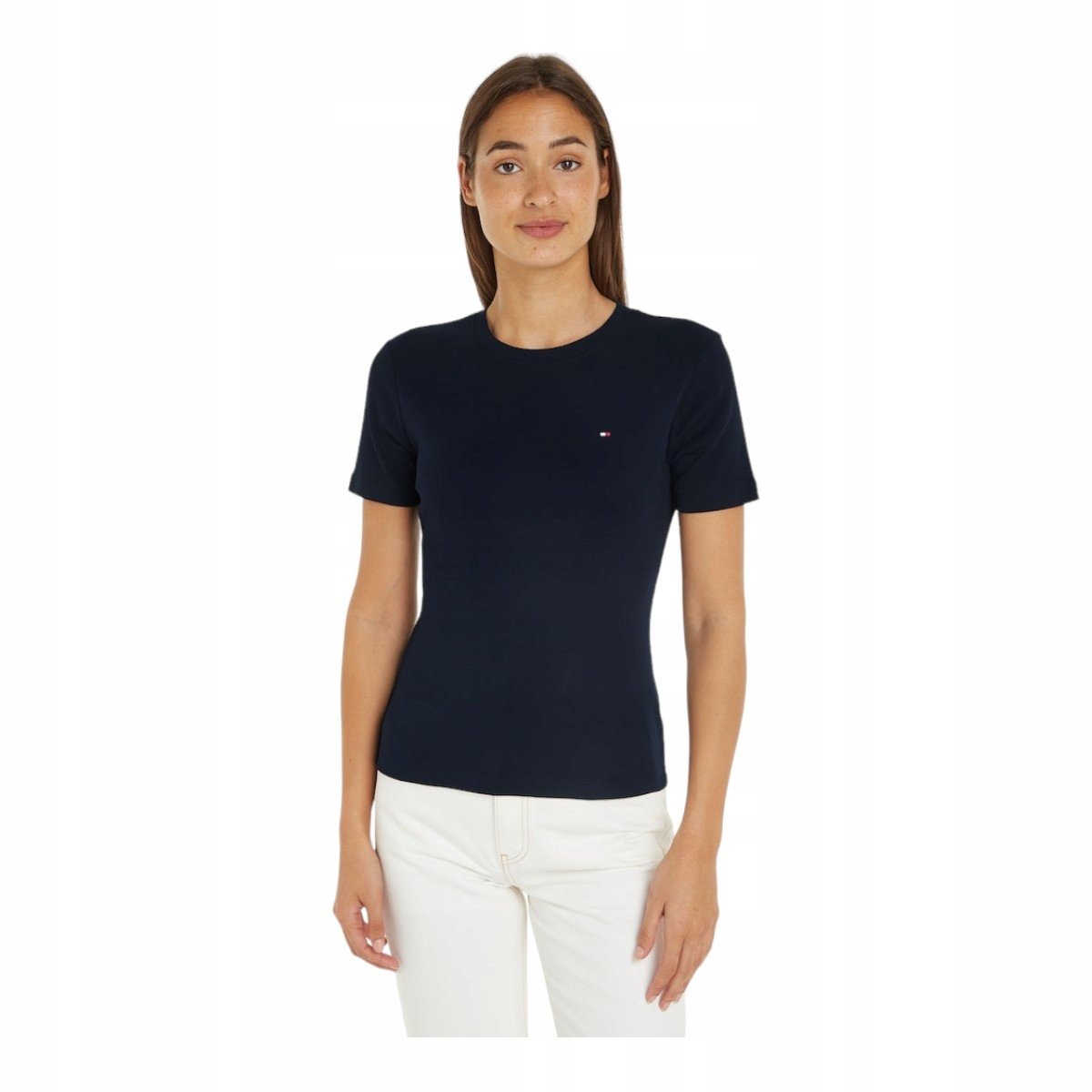 Tommy Hilfiger Koszulka Damska T-Shirt New Slim Cody C-Nk Ss Granatowa R.S