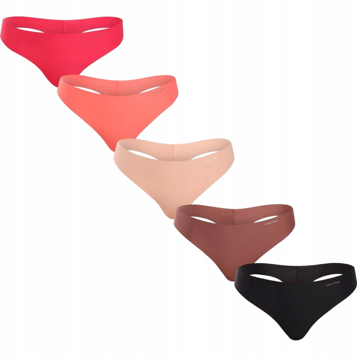 Calvin Klein Stringi Damskie Majtki Thong 5Pk Wielokolorowe R.Xs