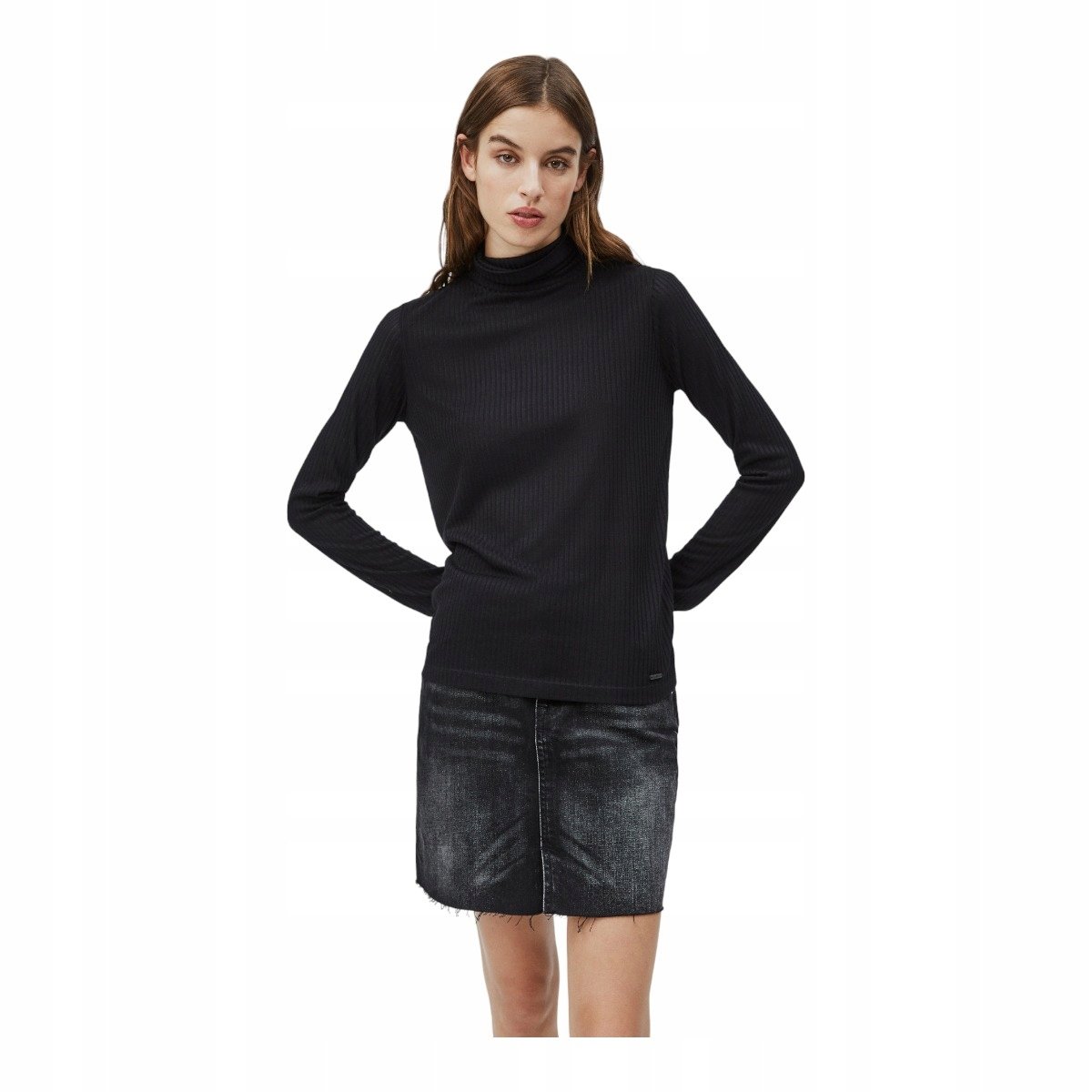 Bluzka z golfem czarna DEBORAH PEPE JEANS