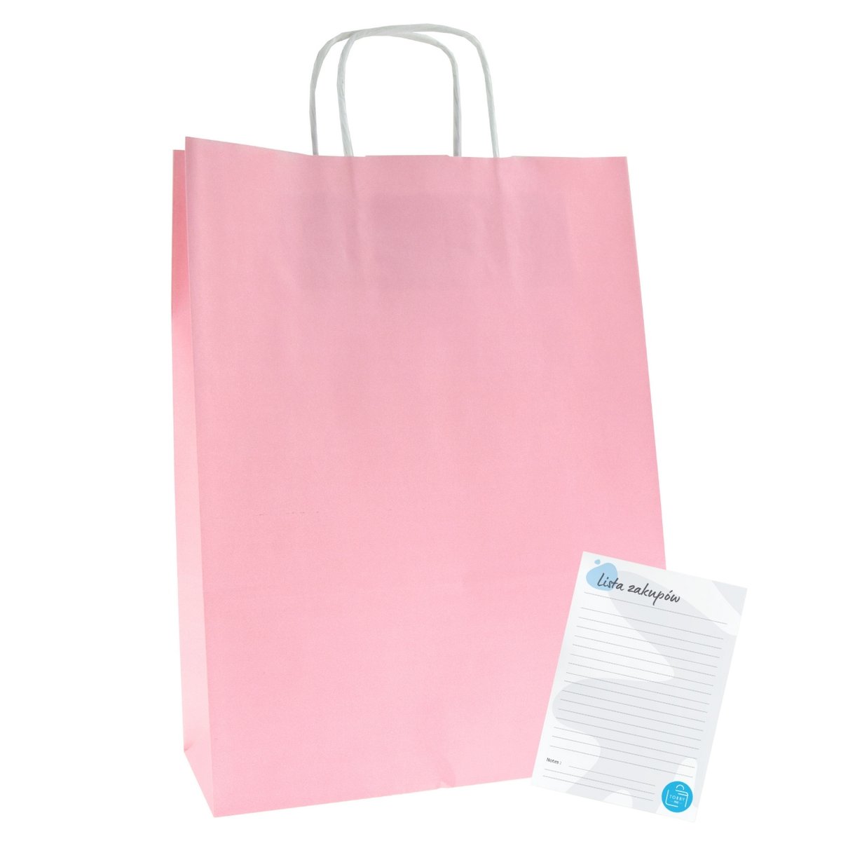 Torba papierowa 24x10x32 cm torby papierowe A4 RÓŻÓWE na zakupy 250 sztuk
