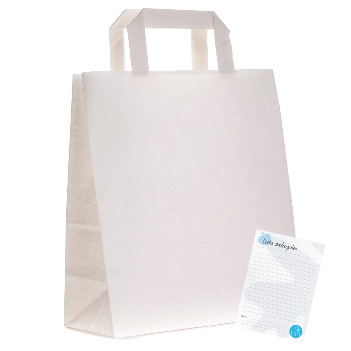 TORBY papierowe BIAŁE torba 22x11x25cm torebki mini PŁASKI UCHWYT 200 sztuk