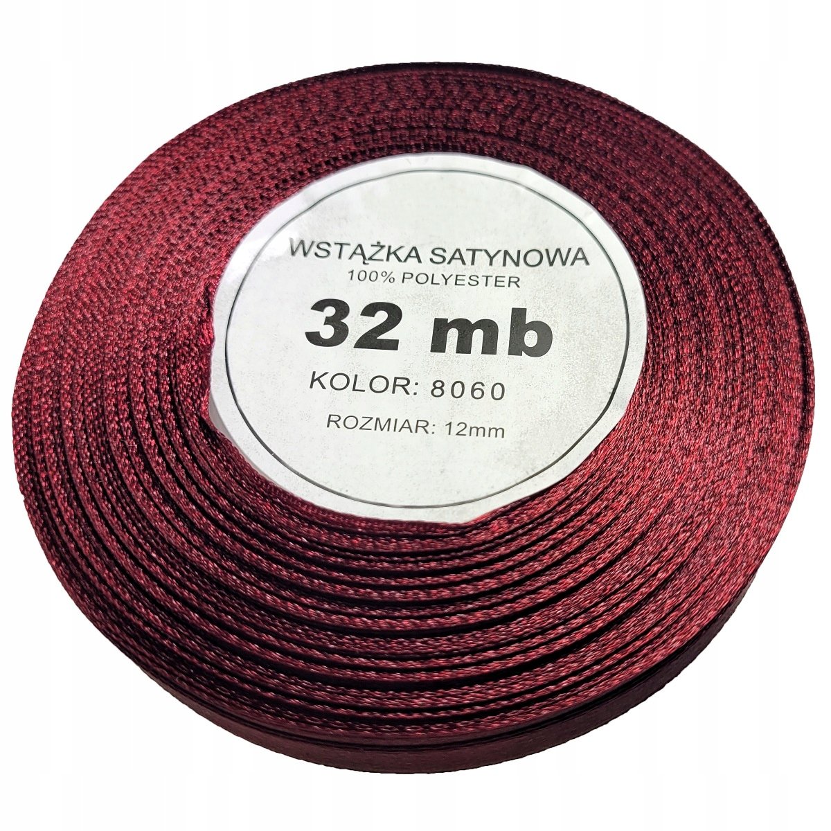 wstążka satynowa WS 8060 burgund 12mm 32mb 1 szt do pakowania prezentów