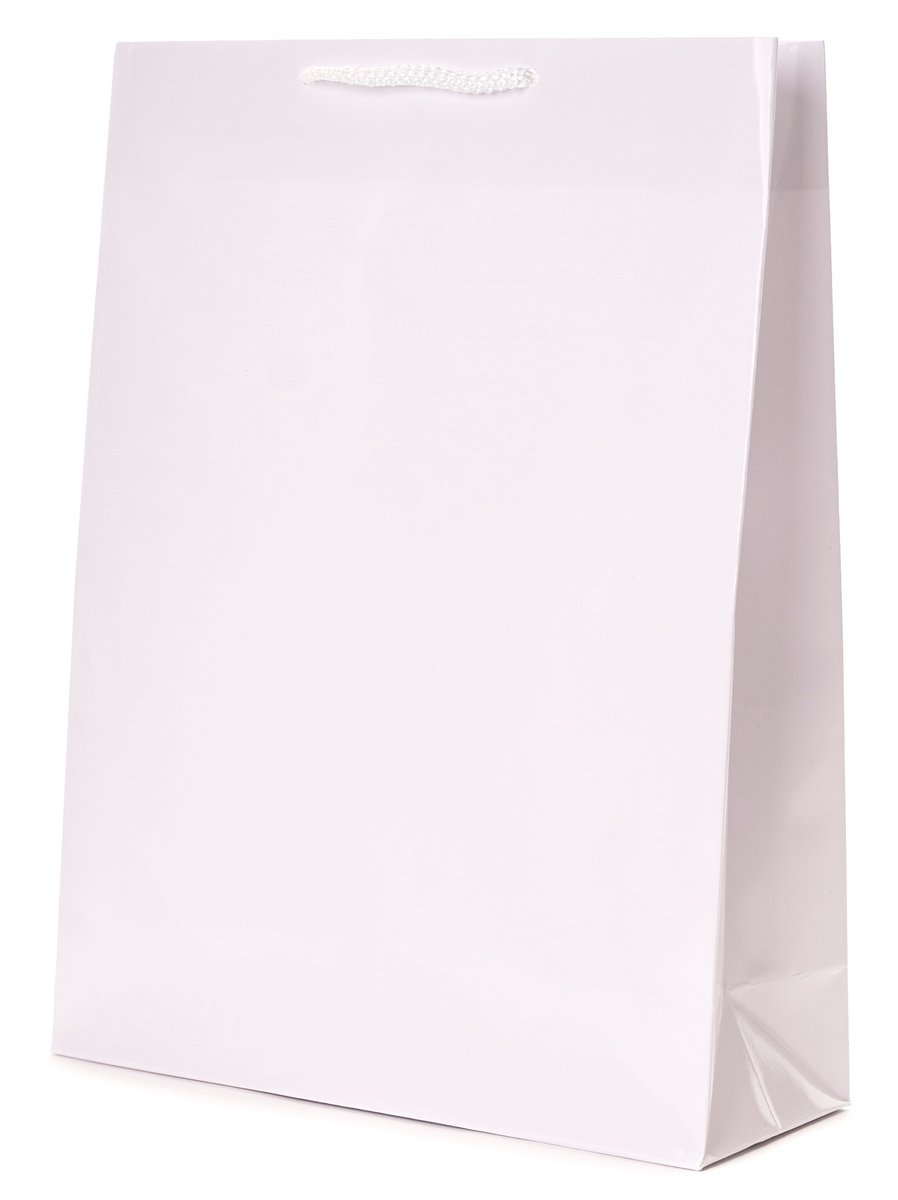 torby papierowe laminowane BIAŁE 24x9x32 cm torebki błysk a4 pakiet 10 szt
